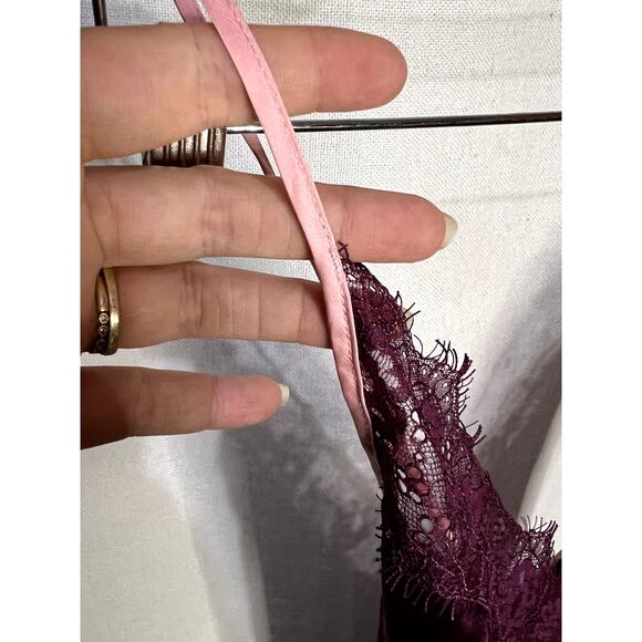 Victoria's Secret Sexy Purple Pink Lace Faux Silk Slip Dress Nightgown - Picture 4 of 10